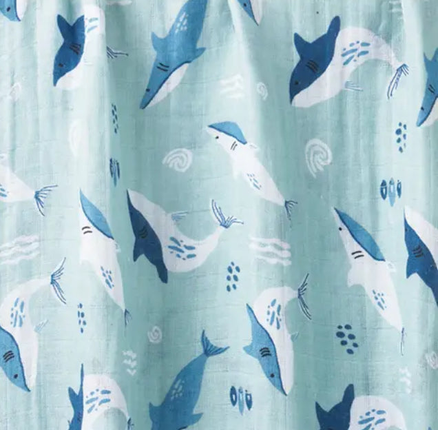 Kangobaby Muslin Cotton Swaddle Wrap - Whales
