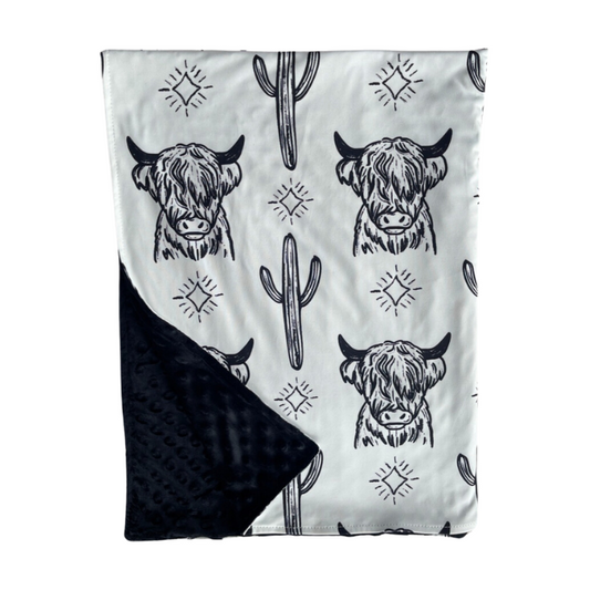 Desert Highland Cow Minky Blanket
