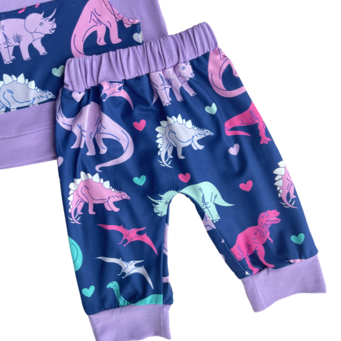 Purple Dino Hooded Set