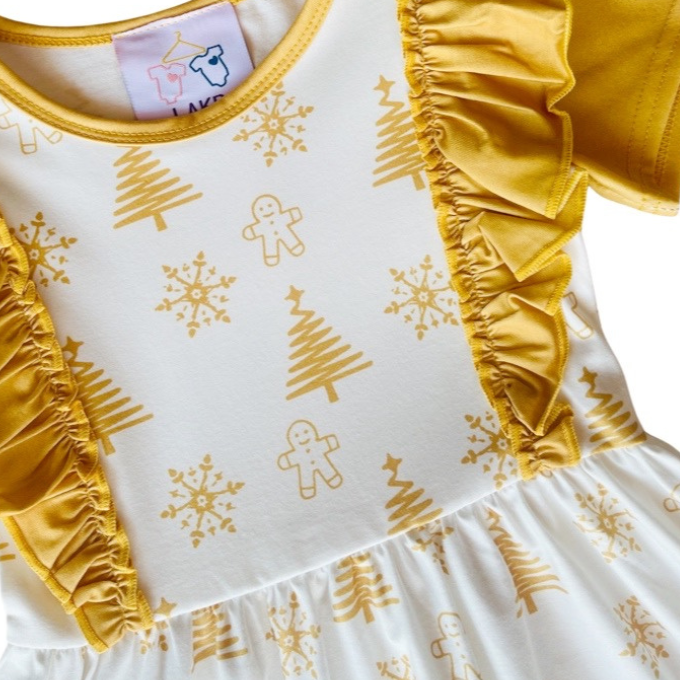 Gold Christmas Flutter Dress