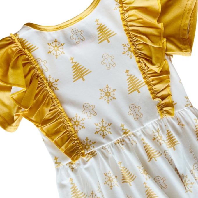 Gold Christmas Flutter Dress