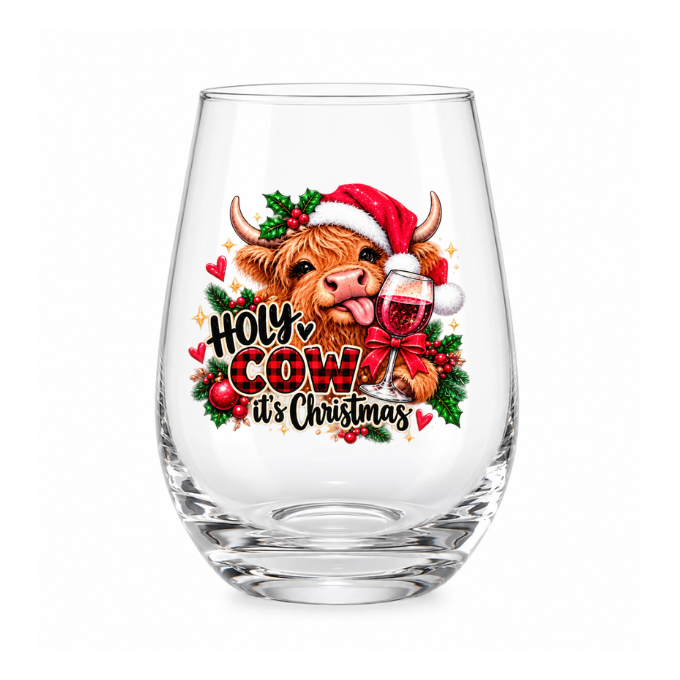 Festive Stemless Wine Glasses
