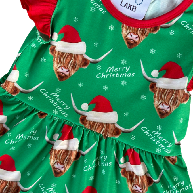 Merry Christmas Highland Cow Dress