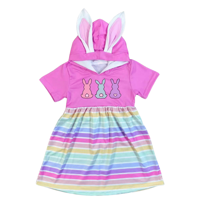 Rainbow Bunnies Hooded Dress