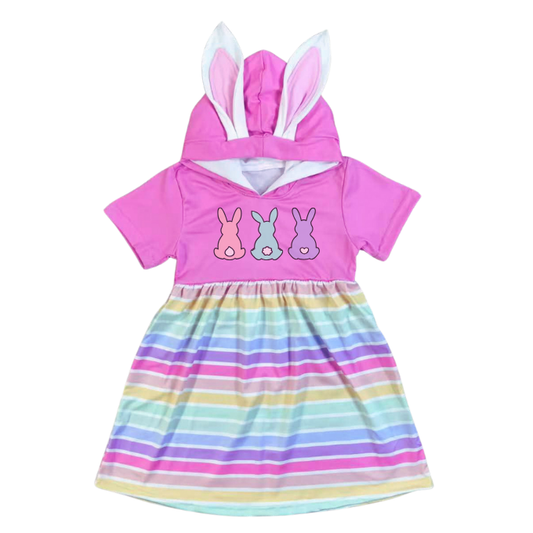 Rainbow Bunnies Hooded Dress