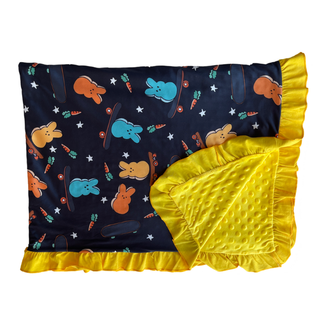 Skater Bunny Minky Frill Blanket