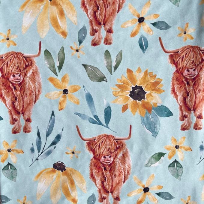 Sunflower Highland Cow Minky Blanket