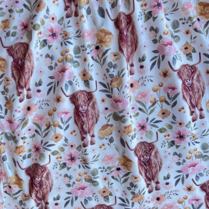 Little Floral Highland Cow Dress