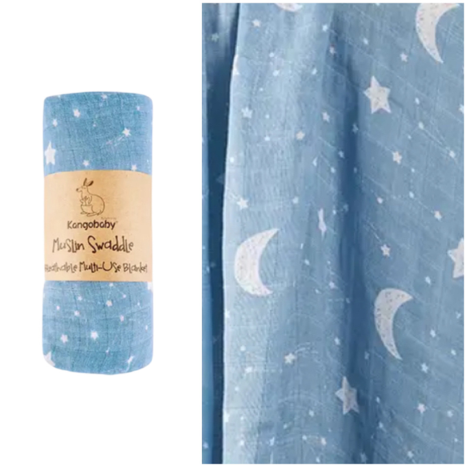 Kangobaby Muslin Cotton Swaddle Wrap - Night Sky