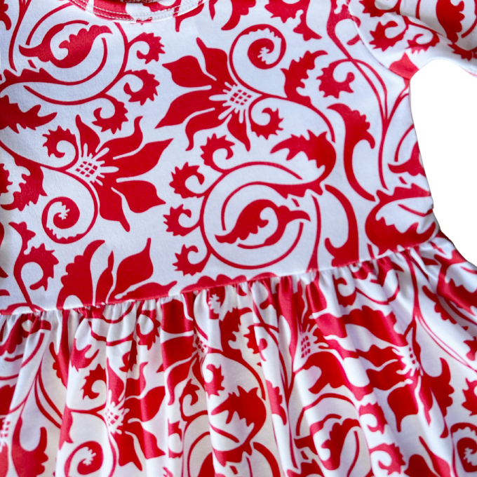 Red Floral Swirl Dress