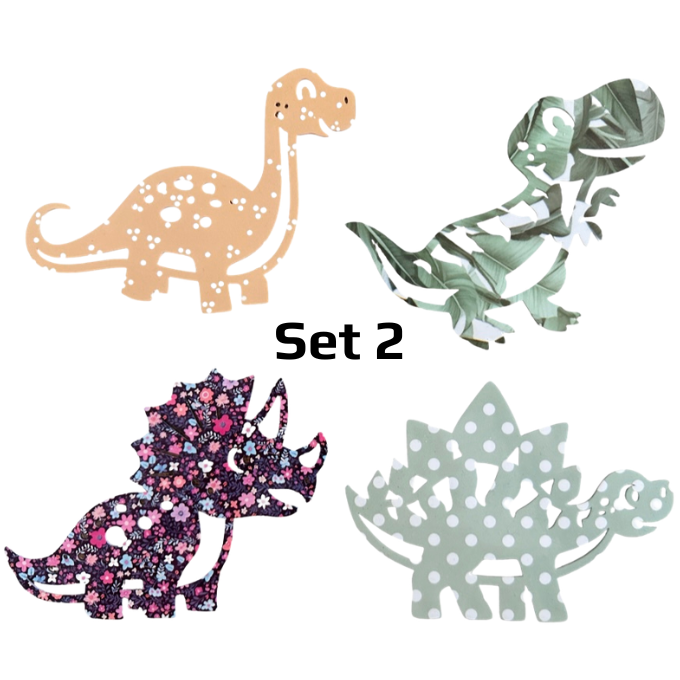 Acrylic Dinosaur Mini Wall Plaques - Set of 4