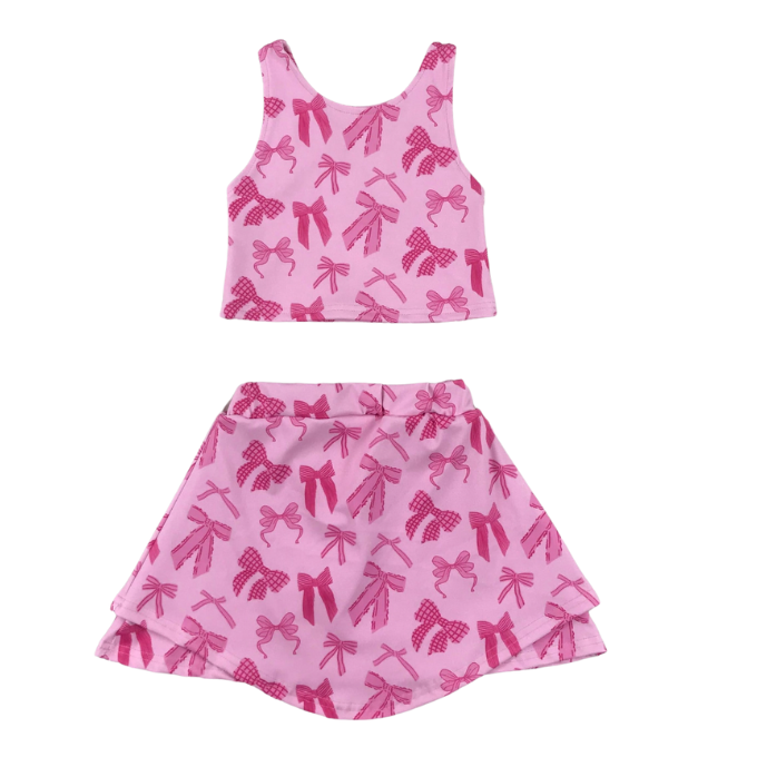 Pink Bows Yoga Skort Set
