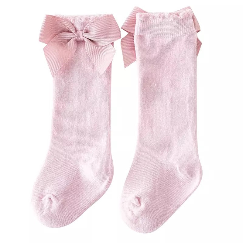 Mauve Bow Knee Socks