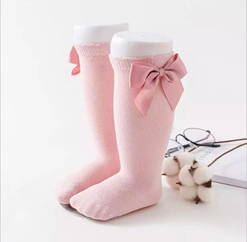 Mauve Bow Knee Socks