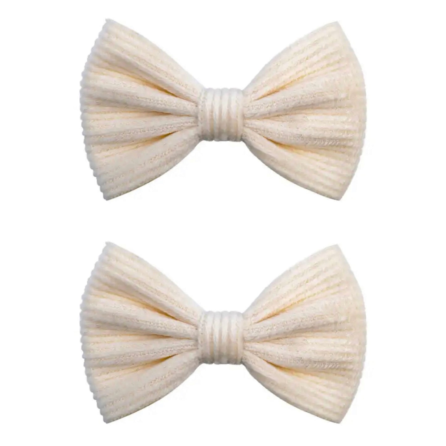 Cream Bow Hair Clips