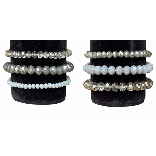 Grey 3pc Multi Beads Bracelets