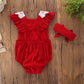 Red Lacey Romper Set