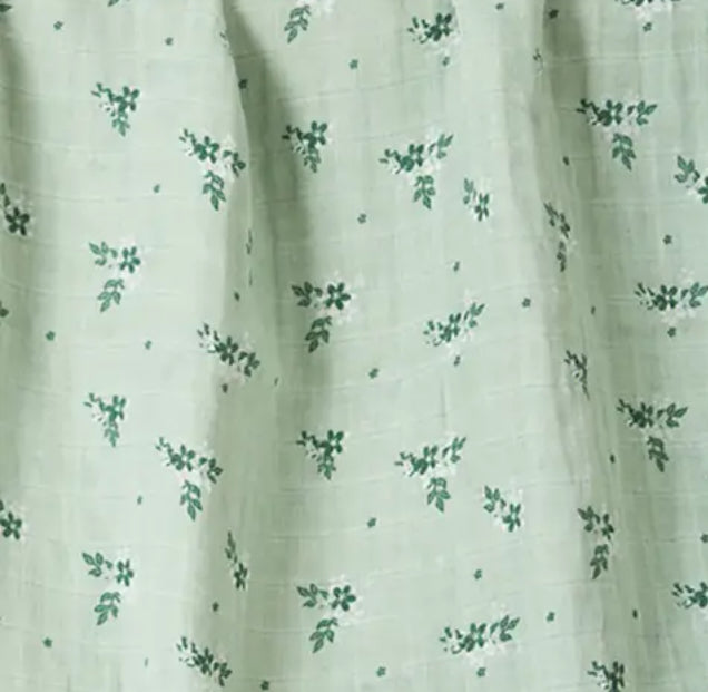 Kangobaby Muslin Cotton Swaddle Wrap - Green Floral
