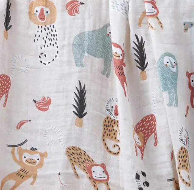 Kangobaby Muslin Cotton Swaddle Wrap - Safari