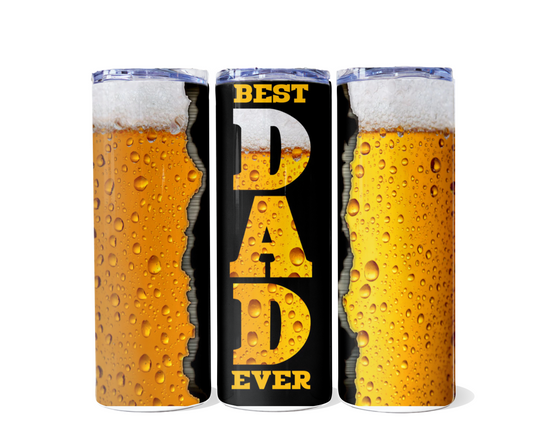 Best Dad Ever Beer 20oz Stainless Steel Skinny Tumbler - No Straw Included