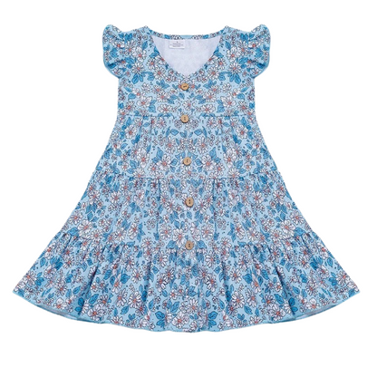 Blue Floral Mum & Daughter Matching Dresses