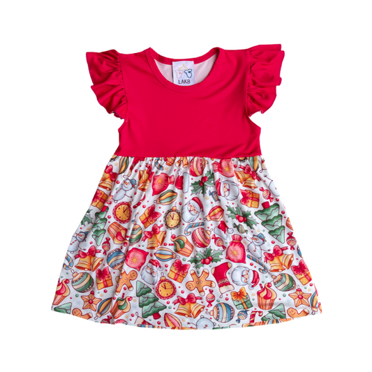 Christmas Collage Girls Dress