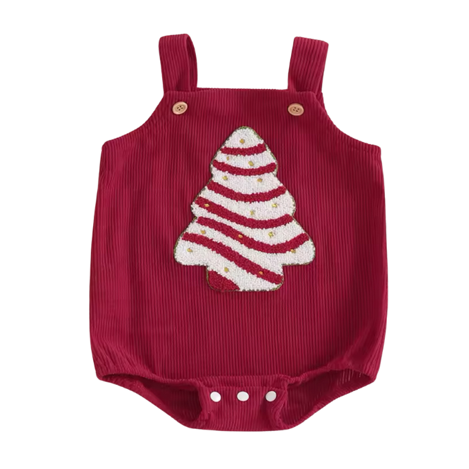 Christmas Tree Corduroy Romper