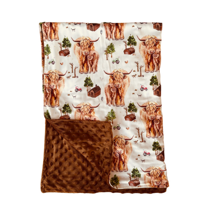 Country Highland Cow Minky Blanket