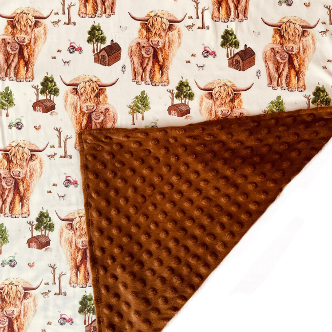 Country Highland Cow Minky Blanket
