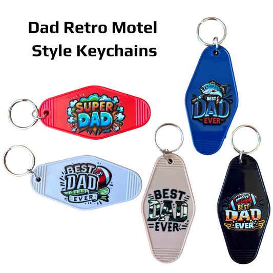 Retro Motel Style Dad Keychains