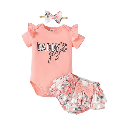 Daddy's Girl Peach Floral Set