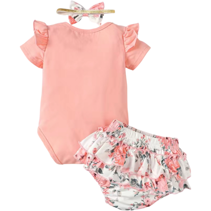 Daddy's Girl Peach Floral Set