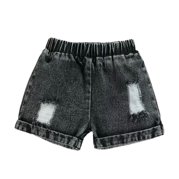 Distressed Dark Denim Baby Shorts