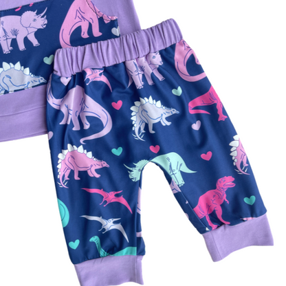 Purple Dino Hooded Set