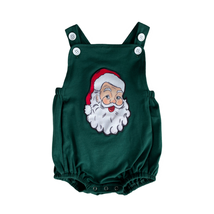 Santa Face Romper - Green