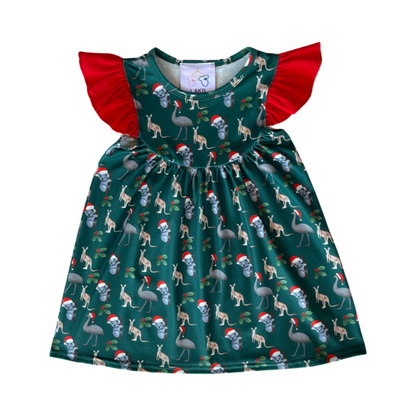 Aussie Animal Christmas Dress - Green