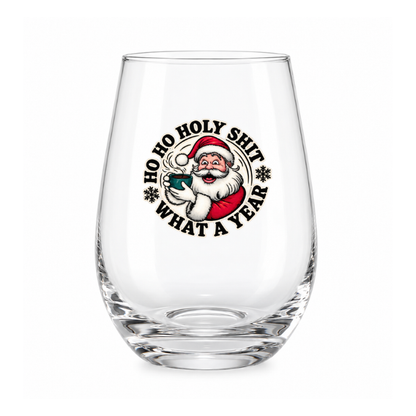 Festive Stemless Wine Glasses
