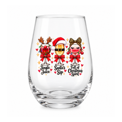 Festive Stemless Wine Glasses