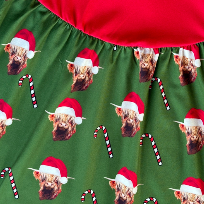 Highland Cow Christmas Candy Dress
