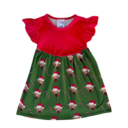 Highland Cow Christmas Candy Dress