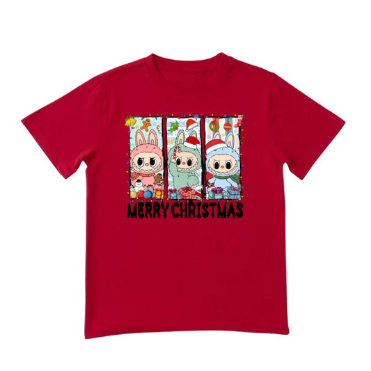 Merry Christmas Labubu Kids T-Shirt