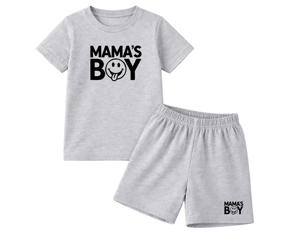 Mama's Boy Smiley Set - Grey