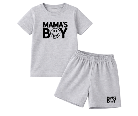 Mama's Boy Smiley Set - Grey