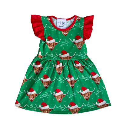 Merry Christmas Highland Cow Dress