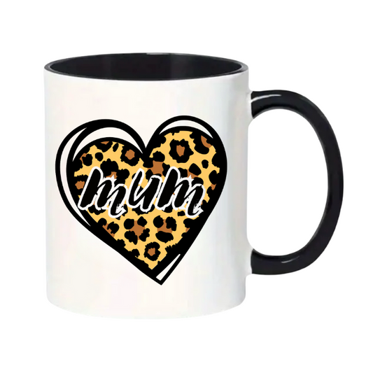 Mum Leopard Heart 11oz Mug