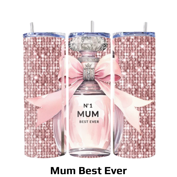 Mum Themed 20oz Skinny Stainless Steel Tumblers with Straws