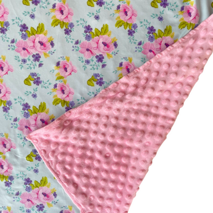 Pink Floral Minky Blanket