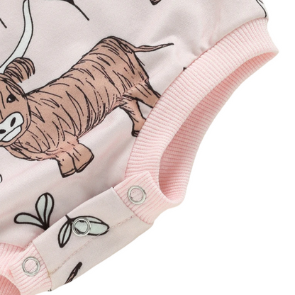 Pink Highland Cow Romper