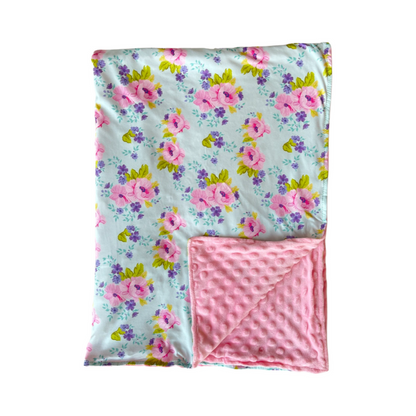 Pink Floral Minky Blanket