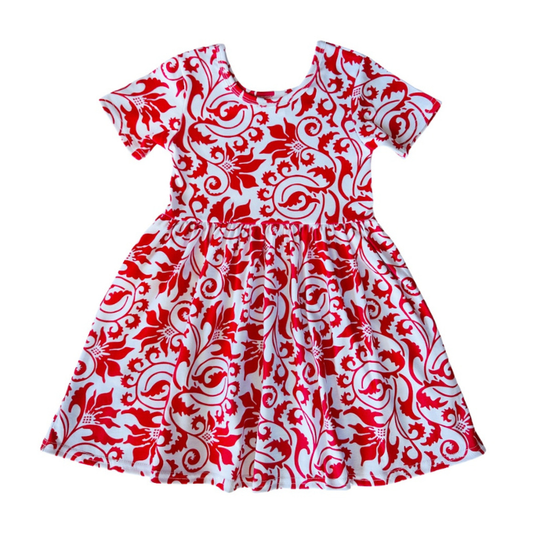 Red Floral Swirl Dress